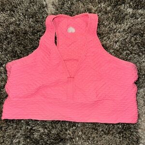Pink Textured Sports Bra